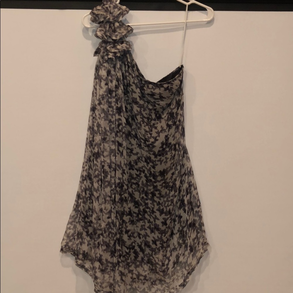 Leon Max Black and White Silk Dress Animal Print